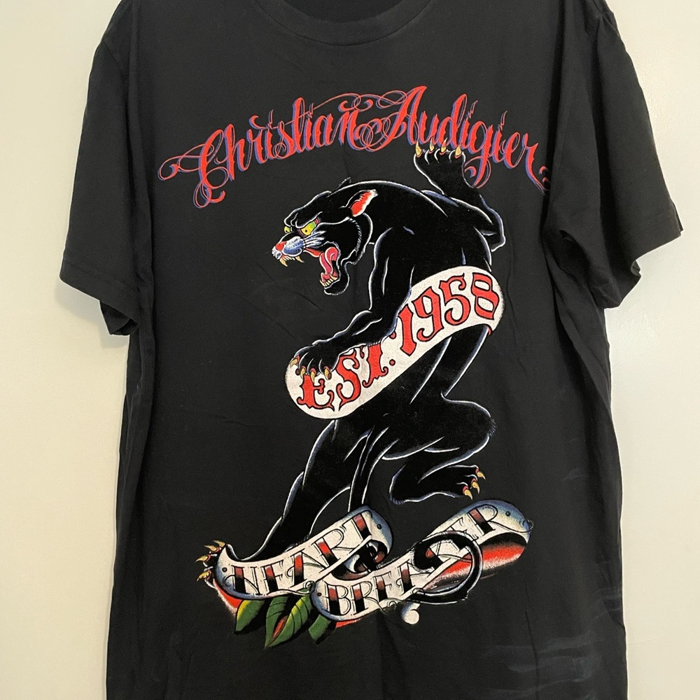 Y2K Christian Audigier Black Panther Graphic Tee
